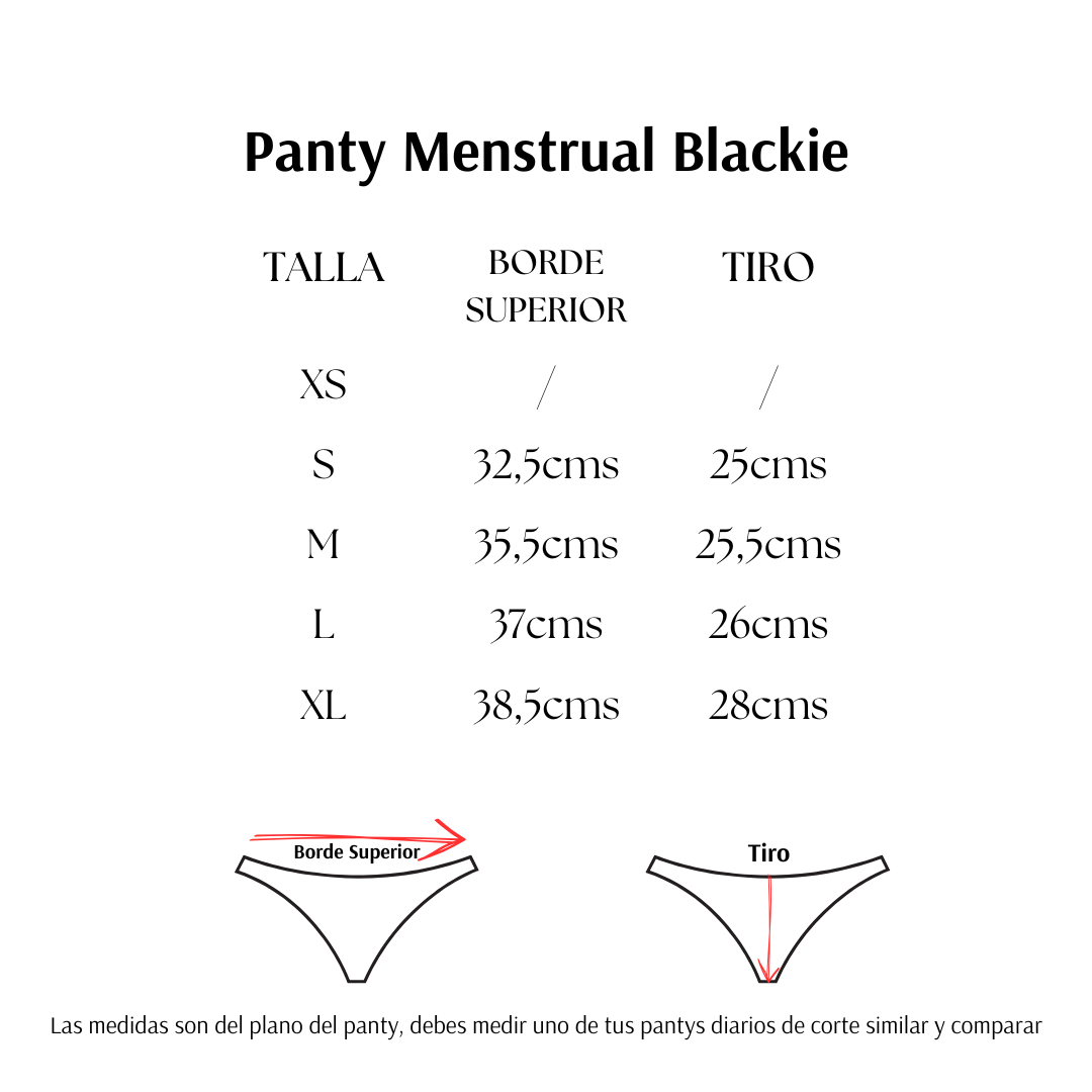 Panty Menstrual Blackie - Flujo abundante tiro medio